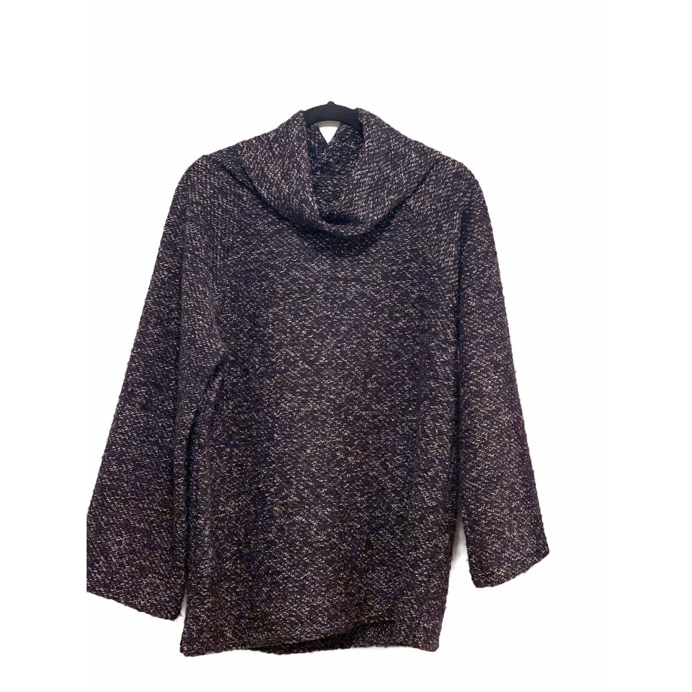 Caffe Marrahesh Heathered Black, White, Orange Cowl Neck Sweater